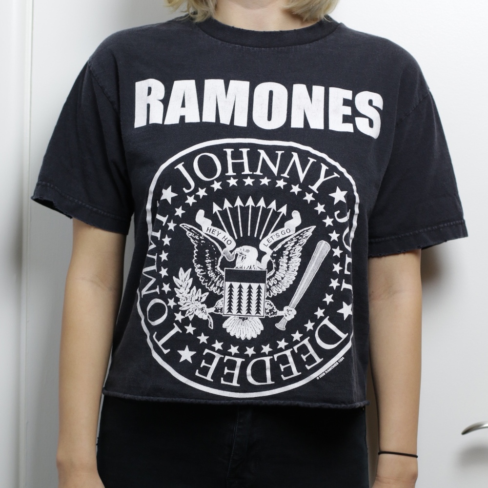 Black Brandy Melville Cropped Ramones Graphic Tee